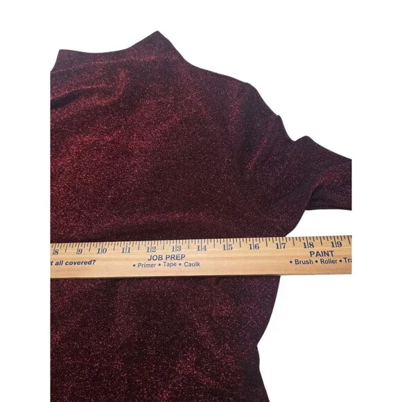 Veronica Beard Crimson Lurex Turtleneck Top - Picture 5 of 13